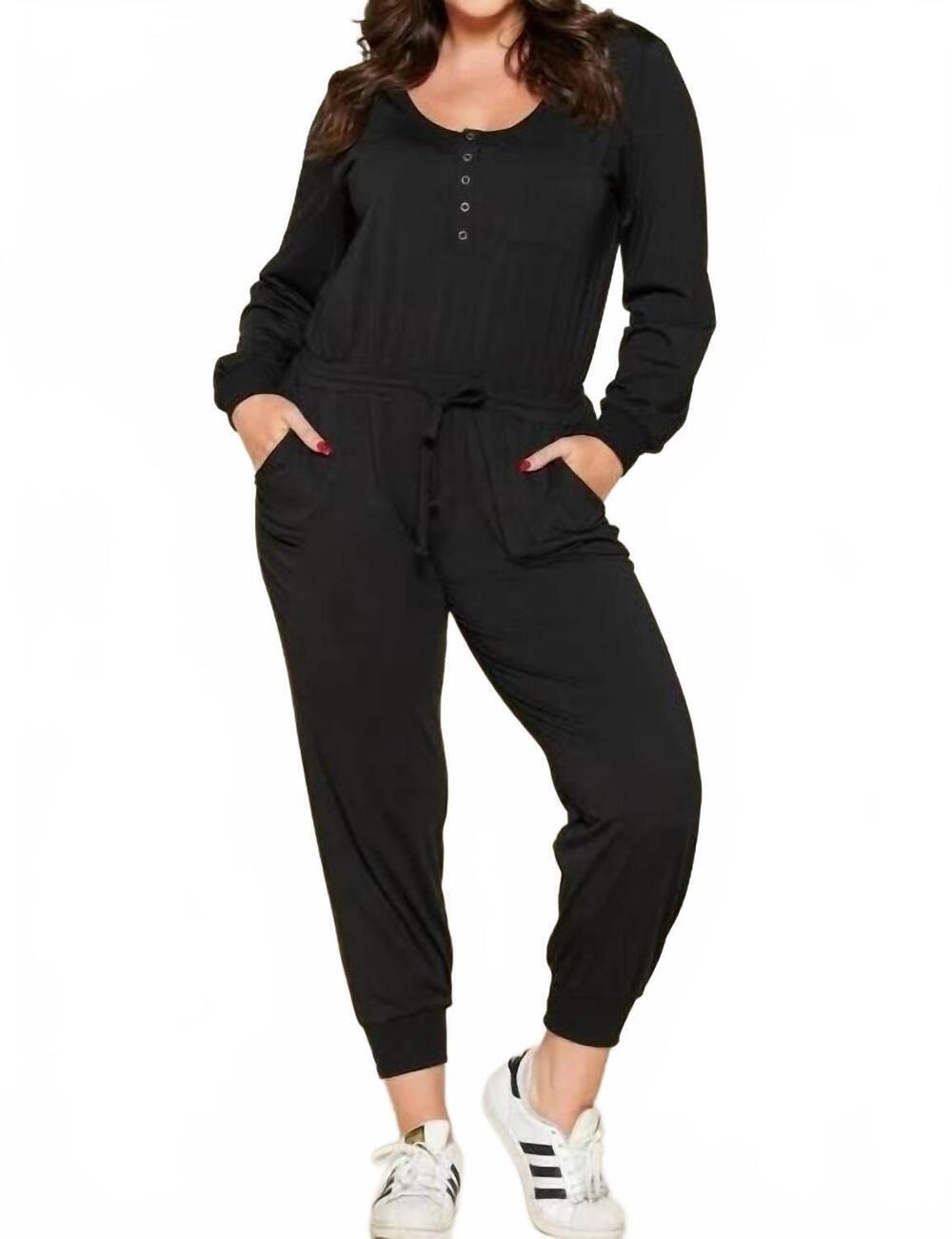 NEW ODDI solid knit jumpsuit in black